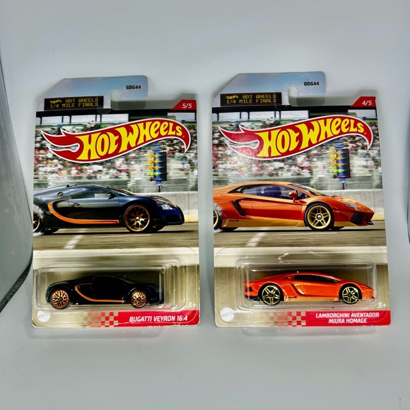 Hot Wheels 1/4 Mile Finals Lot of 2x -Bugatti Veyron & Lamborghini Aventador NEW